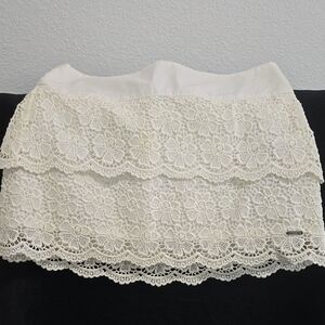 Vintage Y2K Hollister Cream Tiered Mini Skirt Cocktail